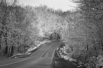 beautiful winter landscape with road