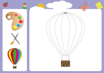 follow the lines with your pencil and paint, pencil control, Working pages for children, Preschool, worksheet for kids