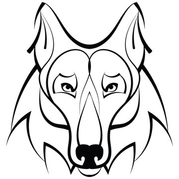 Beautiful wolf tattoo.Vector wolf's head as a design element on isolated background 