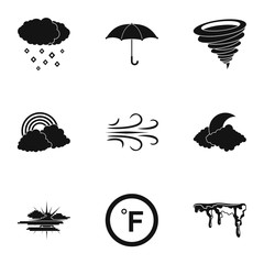 Climatic icons set. Simple set of 9 climatic vector icons for web isolated on white background