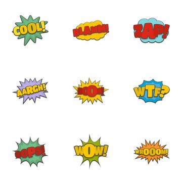 Record label icons set. Cartoon set of 9 record label vector icons for web isolated on white background