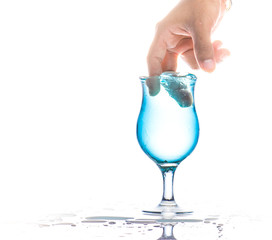 Drinking water in the glass,splash.