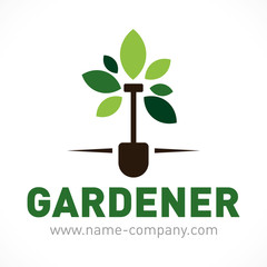 logo paysagiste jardinier pelle arbre