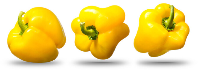 Collection of sweet yellow pepper isolated on white background