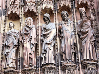 Religious Figure Stonework Carvings on Strasbourg Cathedral