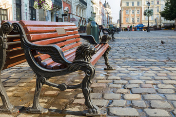 Bench on the Market Square in Lviv