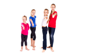 Fototapeta premium Group of happy kids with thumbs up