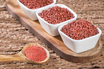 Annatto powder in organic powder - Bixa orellana