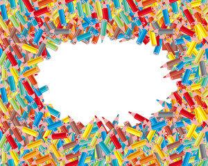 Рамка для поздравления из детских цветных карандашей