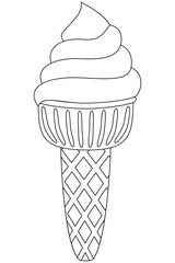Black and white ice cream line art icon.