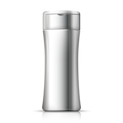 Vector 3d realistic aluminum shampoo bottle. 