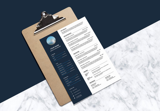 Resume and Cover Letter Layout Set with Dark Blue Sidebar 1