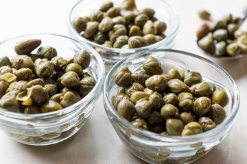 Edible Capers in Glass Bowl Ready to Eat.