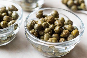 Edible Capers in Glass Bowl Ready to Eat.