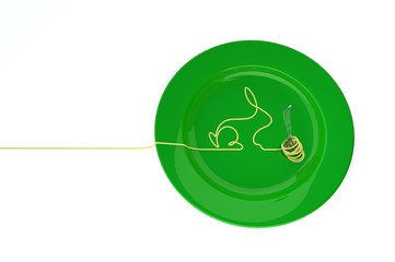 Ostern Hase style design Essen Spaghetti Teller modern Einladung