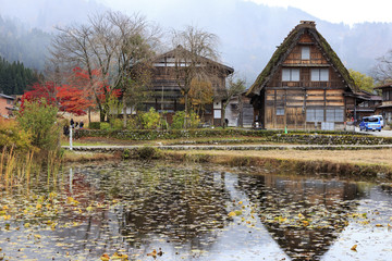 Fototapeta premium Old Japanese traditional cottage in Shirakawago Japan