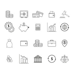 Set online finance money icons