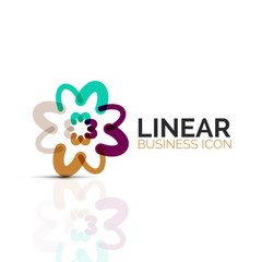 Abstract flower or star, linear thin line icon. Minimalistic business geometric shape symbol created with line segments