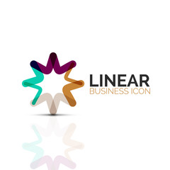 Abstract flower or star, linear thin line icon. Minimalistic business geometric shape symbol created with line segments