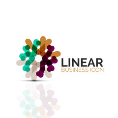 Abstract flower or star, linear thin line icon. Minimalistic business geometric shape symbol created with line segments