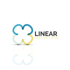 Abstract flower or star minimalistic linear icon, thin line geometric flat symbol for business icon design, abstract button or emblem