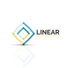 Abstract flower or star minimalistic linear icon, thin line geometric flat symbol for business icon design, abstract button or emblem