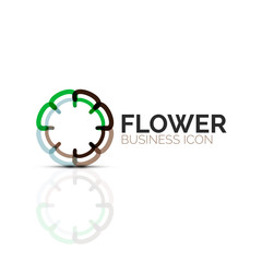 Abstract flower or star minimalistic linear icon, thin line geometric flat symbol for business icon design, abstract button or emblem