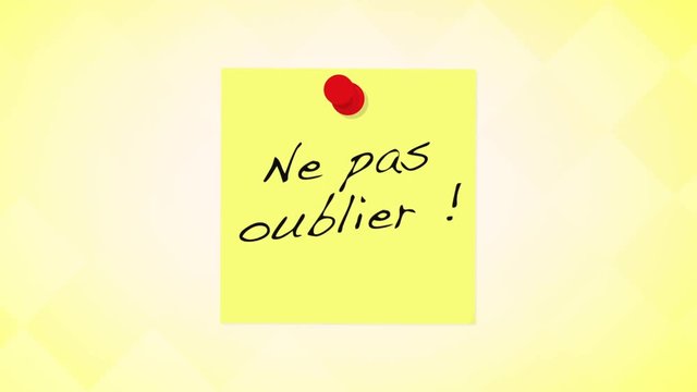 ne pas oublier m&eacute;mo jaune fond jaune