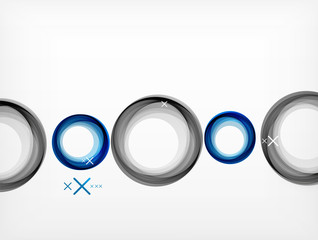 Flying abstract circles, vector geometric background, color air bubbles, web banner template, business or technology presentation background or elements