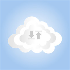 creative cloud storage on blue sky,vector illustration