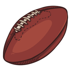 Vector Single Cartoon Brown Ball for Rugby. American Football