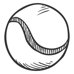 Vector Sketch Tennis Ball on White Background
