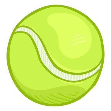 Vector Cartoon Green Tennis Ball on White Background