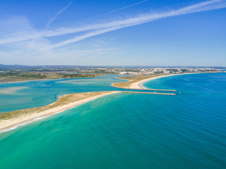 Aerial view of Lagos and Alvor, Algarve, Portugal
