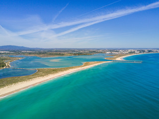 Aerial view of Lagos and Alvor, Algarve, Portugal