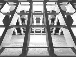 Dark empty room. Concrete rusty walls. Architecture background