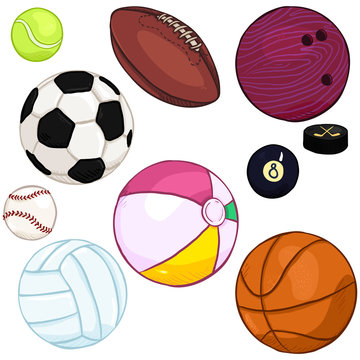 Vector Cartoon Set of Sport Balls