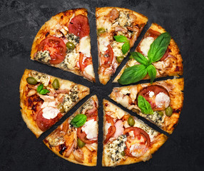 Cut into slices delicious fresh pizza