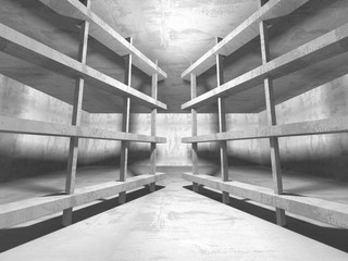 Dark empty room. Concrete rusty walls. Architecture background