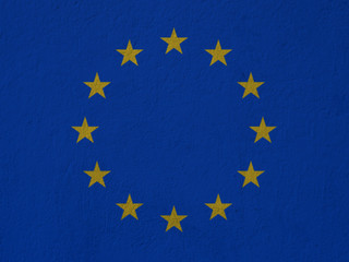 flag of the European Union drawn on the wall. 