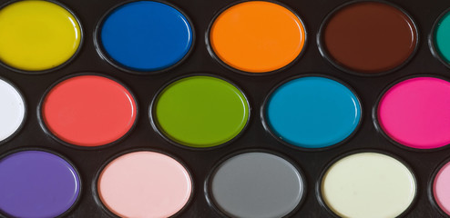 Watercolor box, close up photography