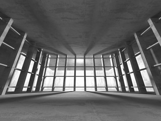 Dark basement empty room interior. Concrete walls