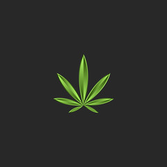 Marijuana leaf logo, medical cannabis green gradient emblem, hemp icon