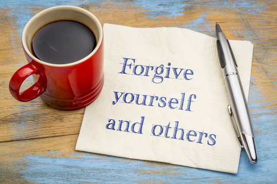 Forgive yourself and others note on napkin