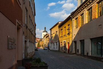 Fototapeta na wymiar Street of old town. Turnov, Czech Republic.