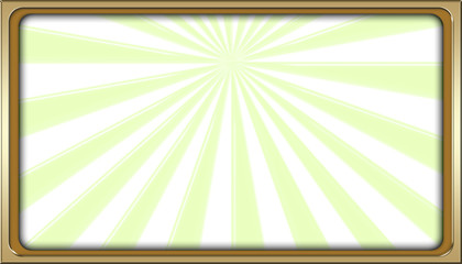 Stock Illustration - Gold Framed: Rays of Light, Rectangle Empty Background, Copy Space, 3D, Colorful Backdrop.