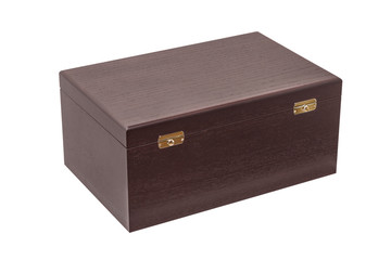 brown wooden casket isolated on white