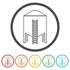 Silos storage icon, 6 Colors Included