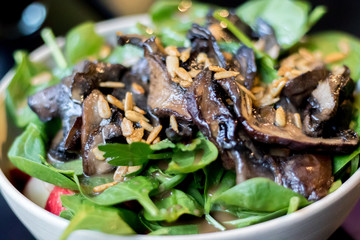 healthy salad with nuts spinach apple