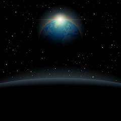 View of the planet Earth from outer space background , vector, illustration 